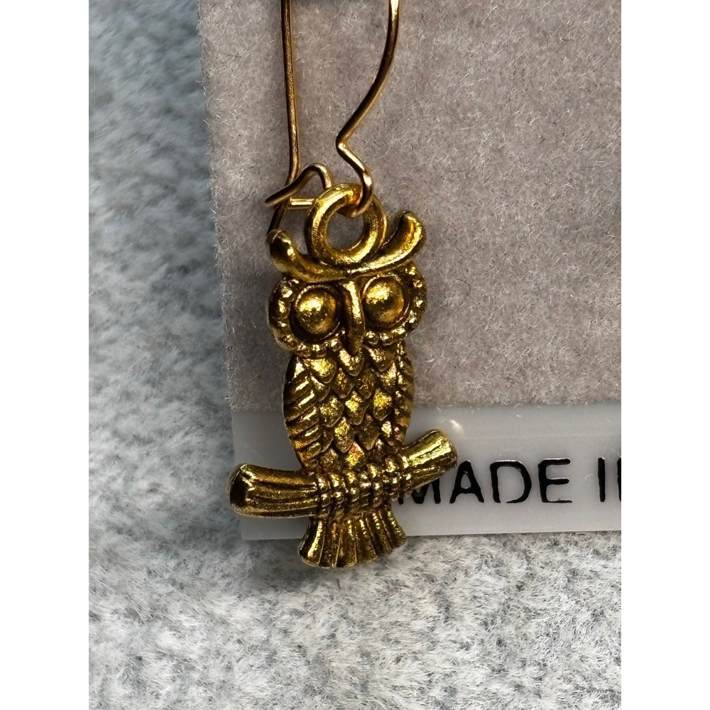 #3. Vintage-Inspired Gold Owl Dangle Earrings